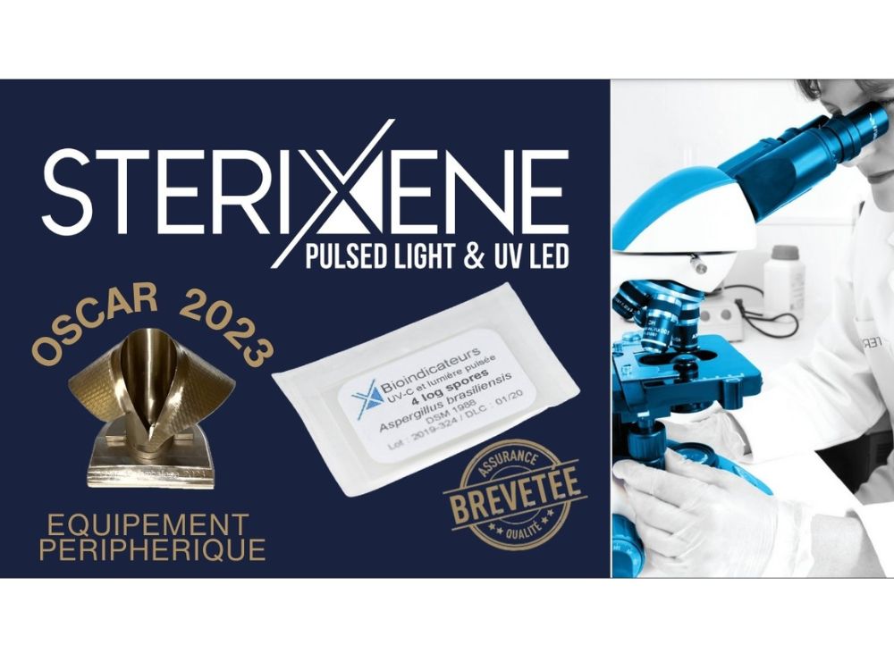STERIXENE a reçu l'Oscar de l'Emballage dans la section Equipements périphériques pour ses Bioindicateurs-UV en 2023