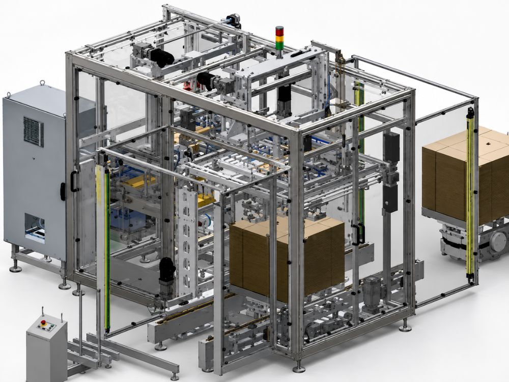 Machine automatisée assurant la mise en forme de cartons sur une ligne de production